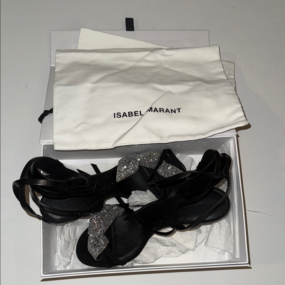 Isabel Marant Black Sandals with Silver Accents